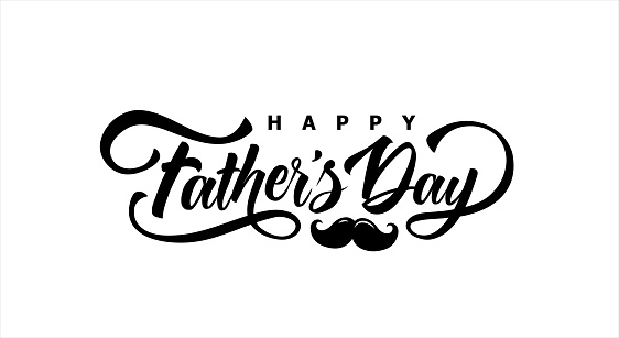 Happy Father's Day typography design, hand drawn lettering with mustache.