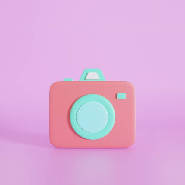 istock Photo camera 3d icon cartoon minimal on purple background. illustration 3d render 1489344107