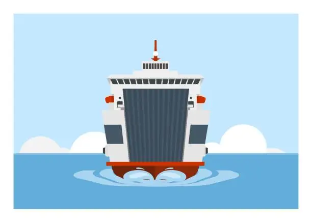 Vector illustration of Ferry boat. Simple flat illustration.