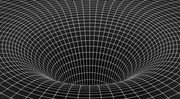 weißer drahtgitter-wurmlochtunnel, schwarzer hintergrund - gravitationsfeld stock-grafiken, -clipart, -cartoons und -symbole