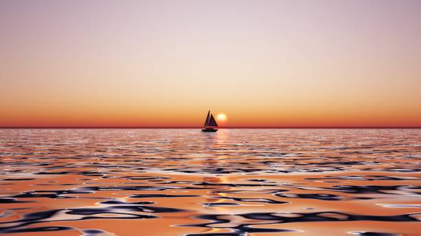 istock image of the ocean and sailing ships, three-dimensional render 1489345375