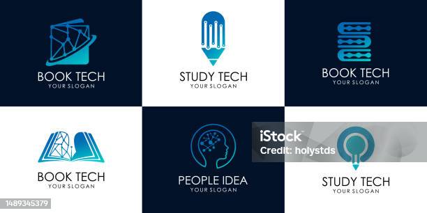 Book Tech Icon Set Of Study Tech Idea Tech Book Tech Logo Images Illustration Design ...