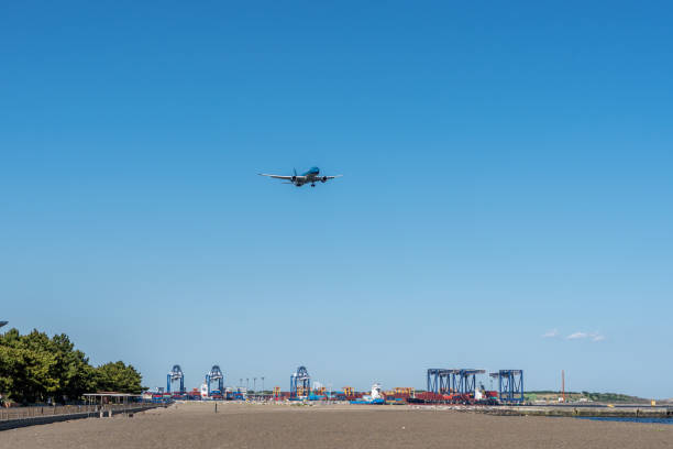 istock Passenger planes flying over Jonanjima coast. 1489346221