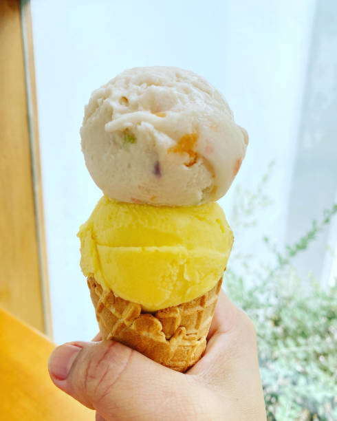 istock Ice cream cone and 2 scoops of ice cream 1489349877
