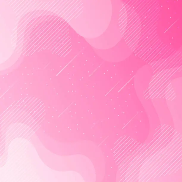 Vector illustration of Trendy starry sky with fluid and geometric shapes - Pink Gradient