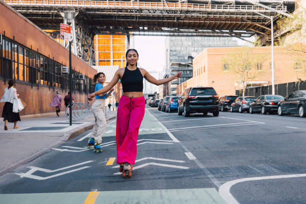Riding on roller skates in New York