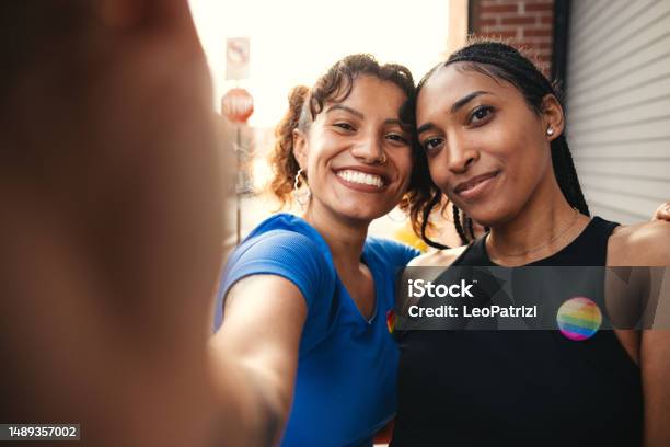 Friends Take A Selfie Stock Photo - Download Image Now - Activist, Brooch, Pride