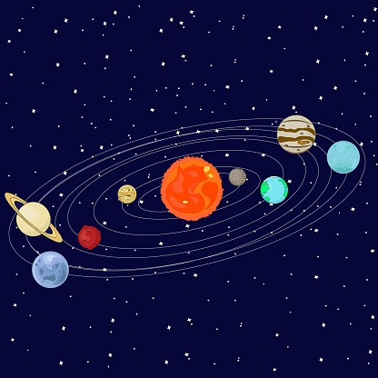 illustration of outer space with planets