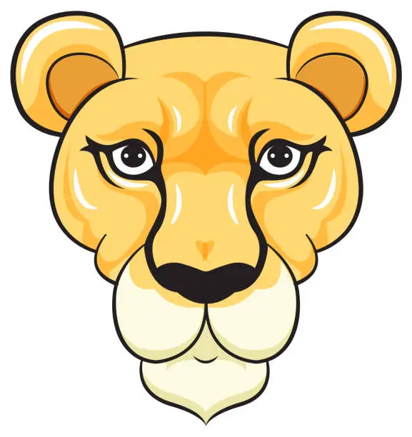 Vector illustration of Lioness Face in Cartoon Style
