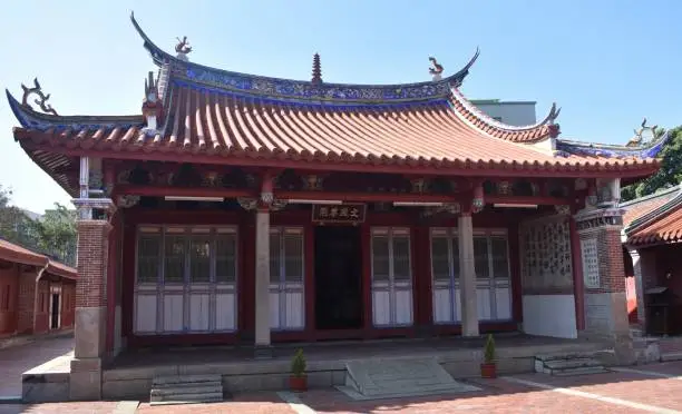 Traditional style Chinese temple in Lukang on a sunny day