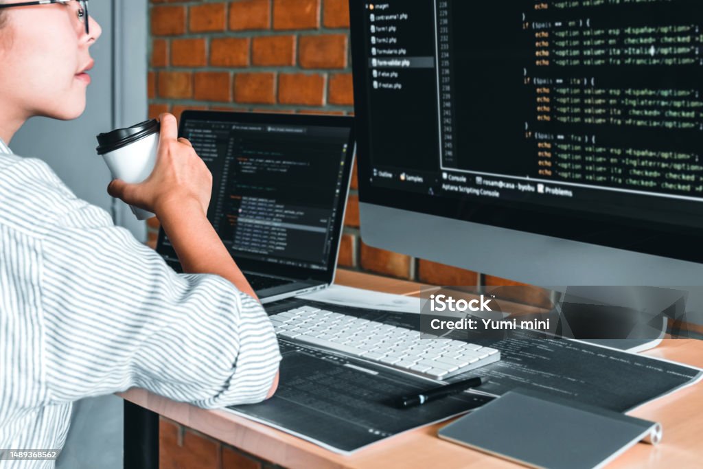 Developing Programmer Reading Computer Codes Development Website Design ...