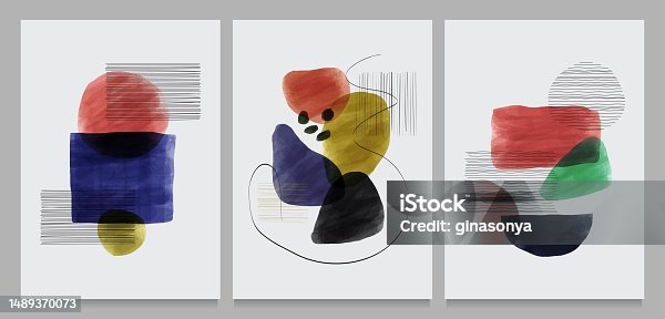 istock Abstract contemporary modern trendy. vector Set of creative minimalist hand painted illustrations 1489370073