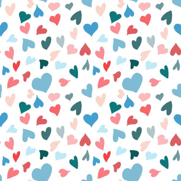 istock Cute pattern for kids, girls and boys. Creative digital background is made up of hearts, hand-draw. 1489370116