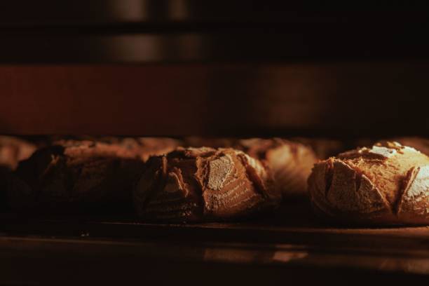 istock Closeup of crusty bread baking in the oven 1489370237