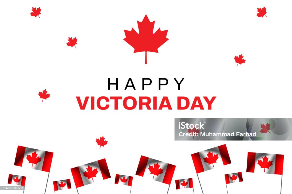 Happy Victoria Day Wallpaper With Canadian Waving Flag Typography Happy Victoria Day Wallpaper With Canadian Waving Flag Typography