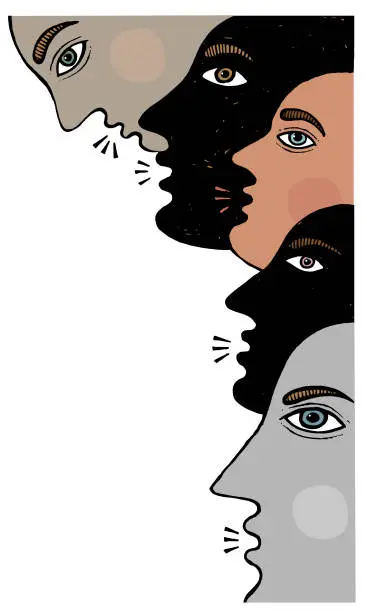 Vector illustration of Five talking heads