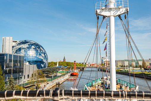 Chicago, United States – October 02, 2021: A low angle shot of the Navy Pier Swings that is open to the public again