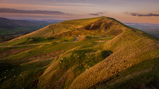 Shortly before sunset at Mam Tor in the Peak District of England.