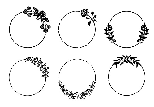 Vector Illustration with a Elegant Set of Floral Circle Wreaths