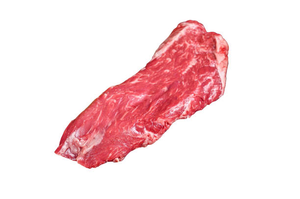 istock Raw flank beef meat steak.   Isolated on white background. 1489388317
