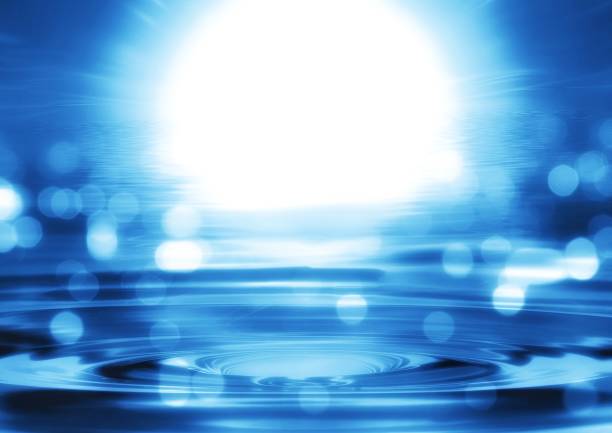 3d illustration of sunshine and ripples on water surface in natural environment concept