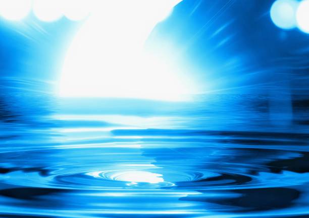 3d illustration of sunshine and ripples on water surface in natural environment concept