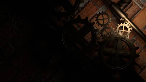 istock gears and bearings, circular rotation, steampunk abstraction, internal clock mechanism, beautiful background, 3d render 1489390306