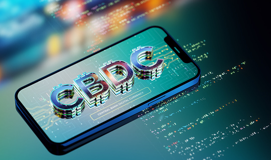 The Power of new digital currency CBDC and mobile wallets concept. Transforming Industries and Customer Service. A game-changer for global commerce. 3D render