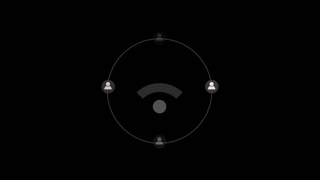 Wireless network icon. Wi-Fi symbol. Animation of wifi element in 4K on dark background.sk_18