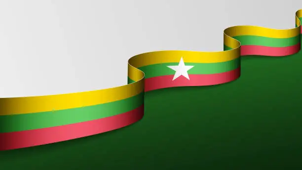 Vector illustration of EPS10 Vector Patriotic Background with Myanmar flag colors.