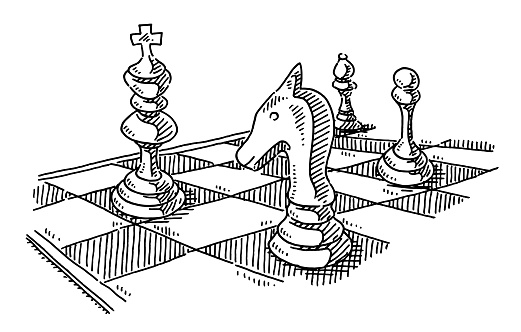 Hand-drawn vector drawing of a Chess Game. Black-and-White sketch on a transparent background (.eps-file). Included files are EPS (v10) and Hi-Res JPG.