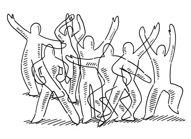 Vector illustration of Dancing Men Motion Studies Drawing