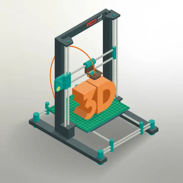 Vector illustration of 3d printer