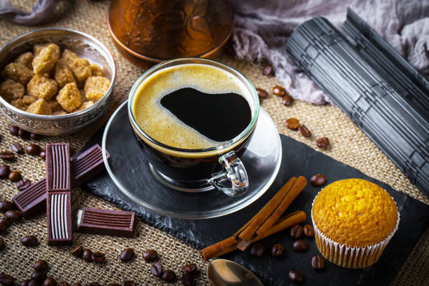 istock Black espresso coffee in a cup. 1489397089