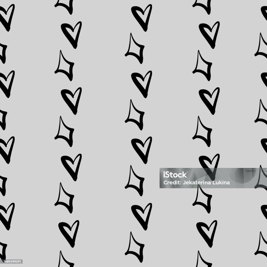 Seamless Pattern With Hand Drawing Outline Shape Elements Stock ...
