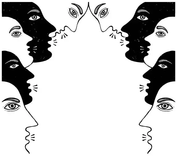 Vector illustration of Ten heads talking illustration
