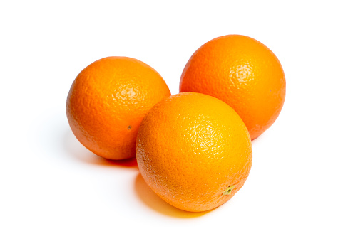 Juicy oranges isolated on white background