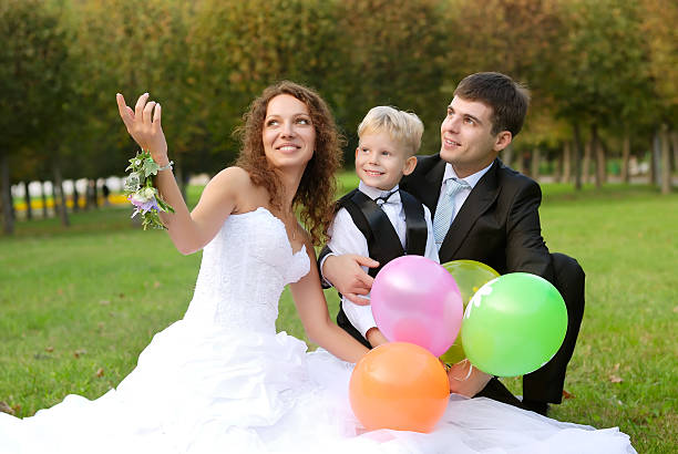 Wedding of arab man and european woman. Eastern groom and Russian bride
