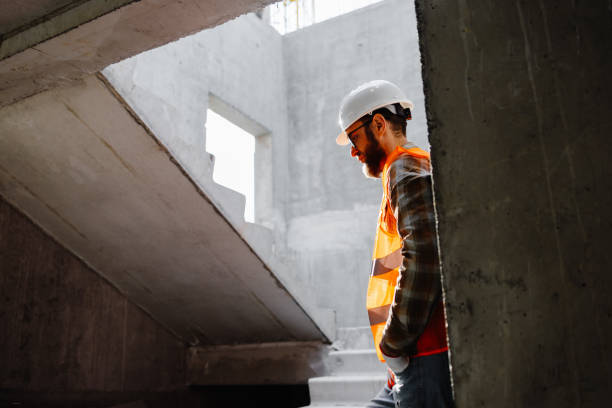 istock Young businessman construction standing on at his workplace on the construction site 1489417006