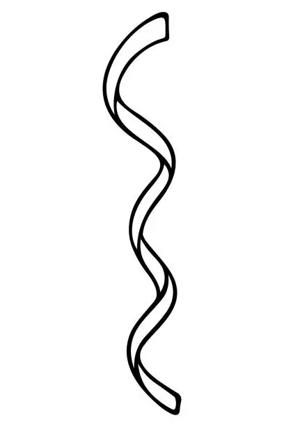 Vector illustration of Serpentine. Cute curl. Decorative ribbon rolled into a spiral. Doodle style. Festive decoration.