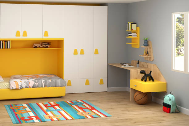 istock Interior of children room with bed 1489421422