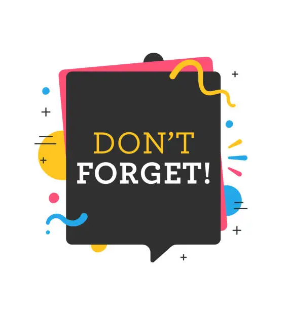 Vector illustration of 'Don't Forget' Label Vector Template