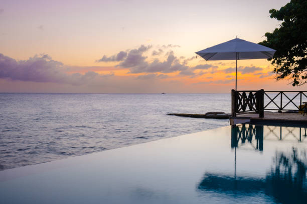 istock sunset by a swimming pool during a vacation in Curacao 1489425324