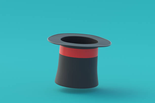 Falling magic cylinder. Sorcery concept. Magical accessory. Mystery show. Illusion trick. Circus performance. 3d render