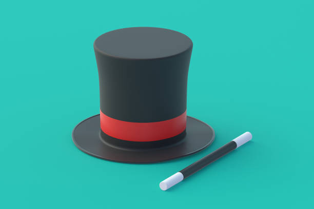 istock Magic cylinder near stick. Sorcery concept. Magical accessory. Mystery show. Illusion trick. Circus performance. 3d render 1489425938