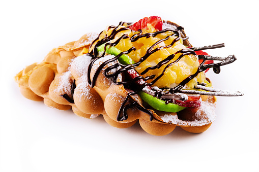 Hong kong or bubble waffle with ice cream