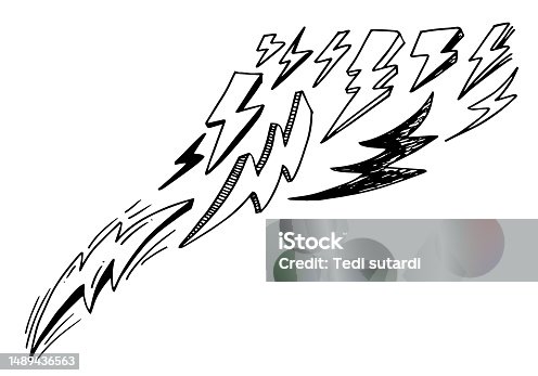istock set of hand drawn vector doodle electric lightning bolt symbol sketch illustrations. thunder symbol doodle icon . 1489436563