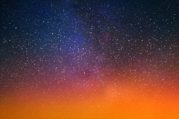 Milky Way, stars and nebula Night starry sky. Space vector background aurora borealis orange stock illustrations