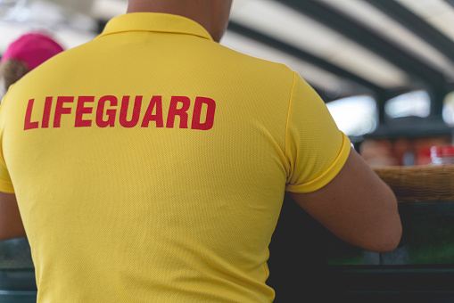 Rear view of male lifeguard