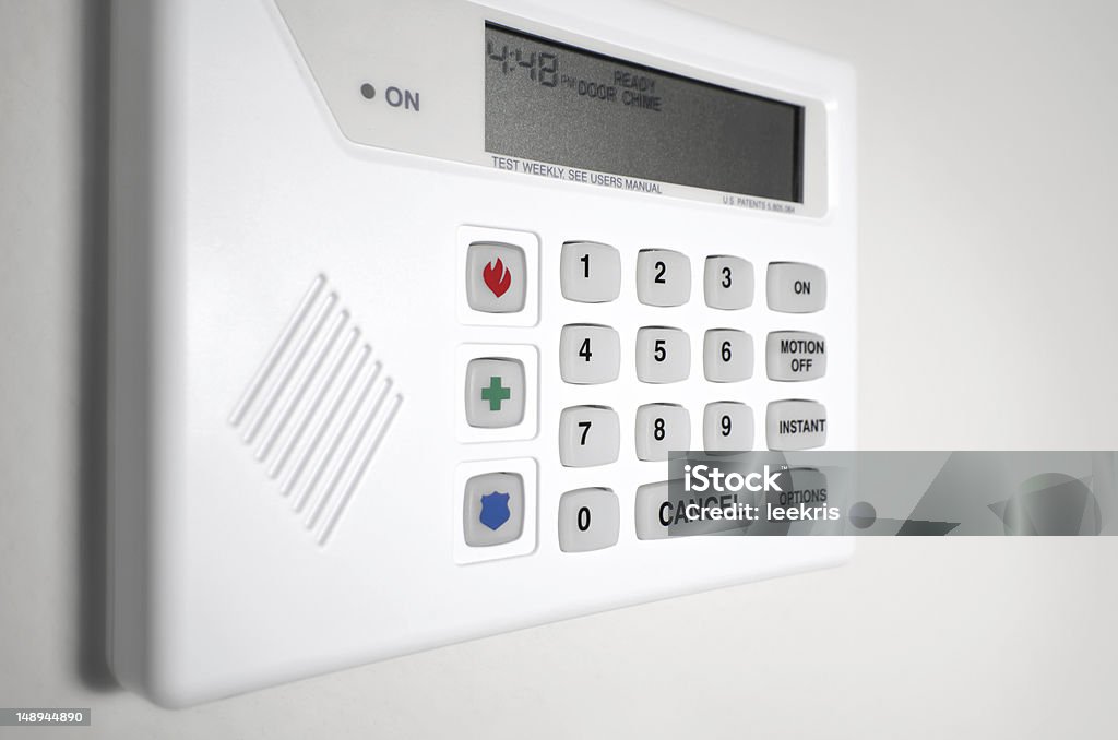 Home security alarm monitor Home security alarm monitor for home protection Fire - Natural Phenomenon Stock Photo